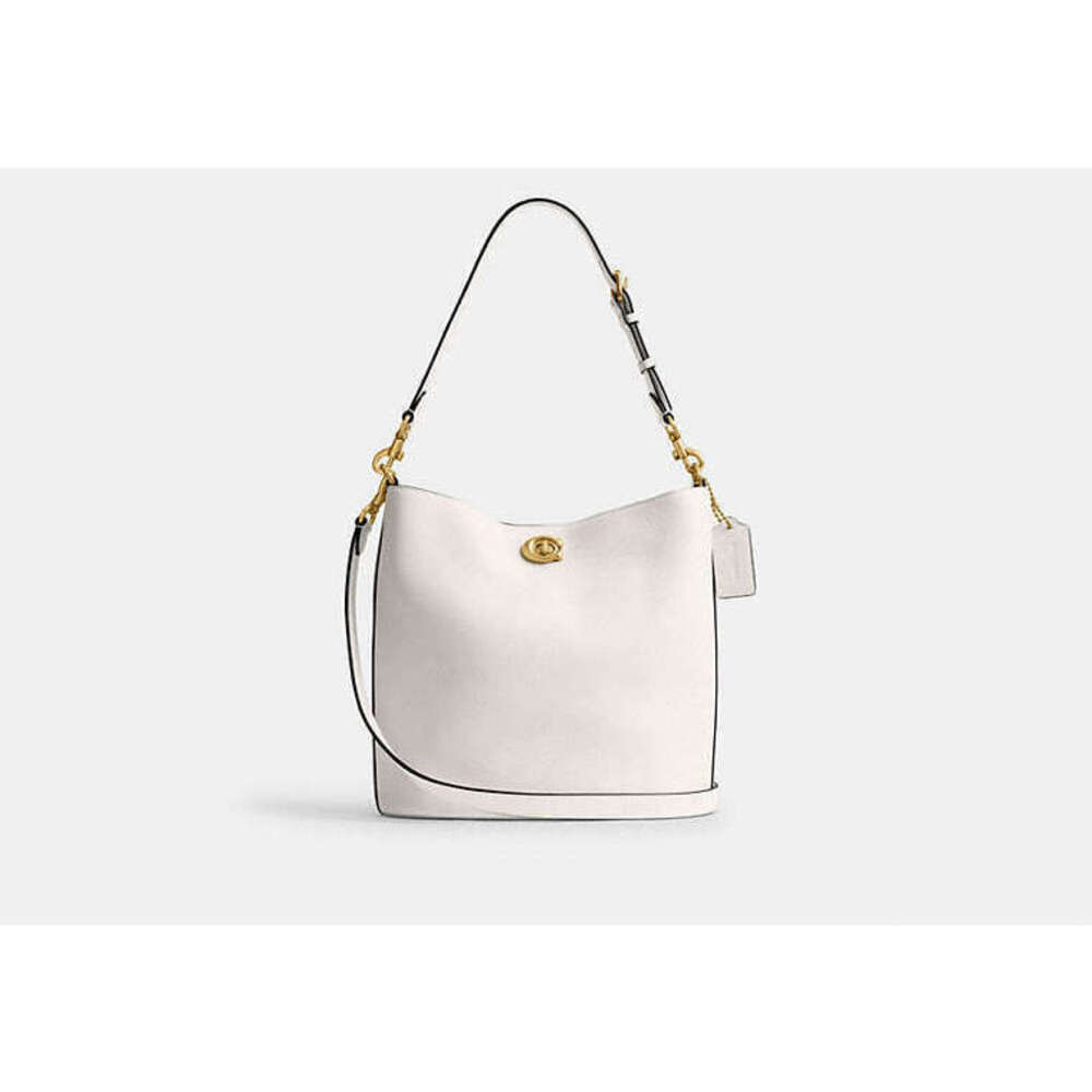 Coach Willow Bucket Bag Chalk White Leather Turnlock Crossbody Like New